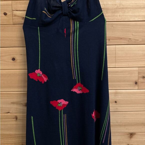 VNTG 1970 Young Innocent Sz XS Poppy Colorful Halter Maxi Babydoll Dress Set - Picture 7 of 13